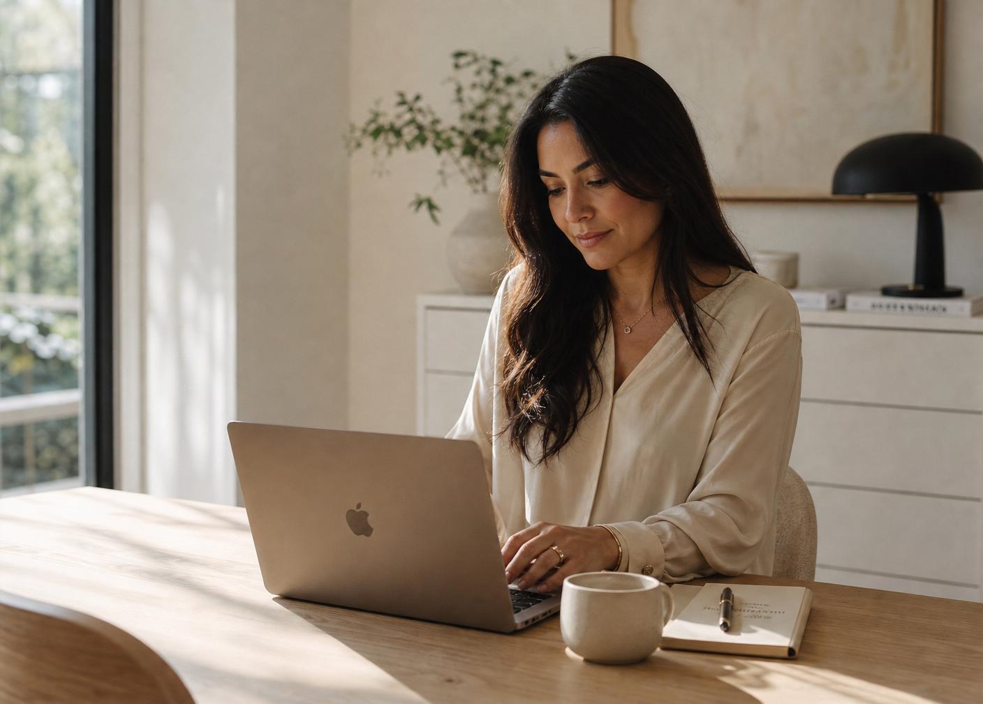 Woman working on her laptop